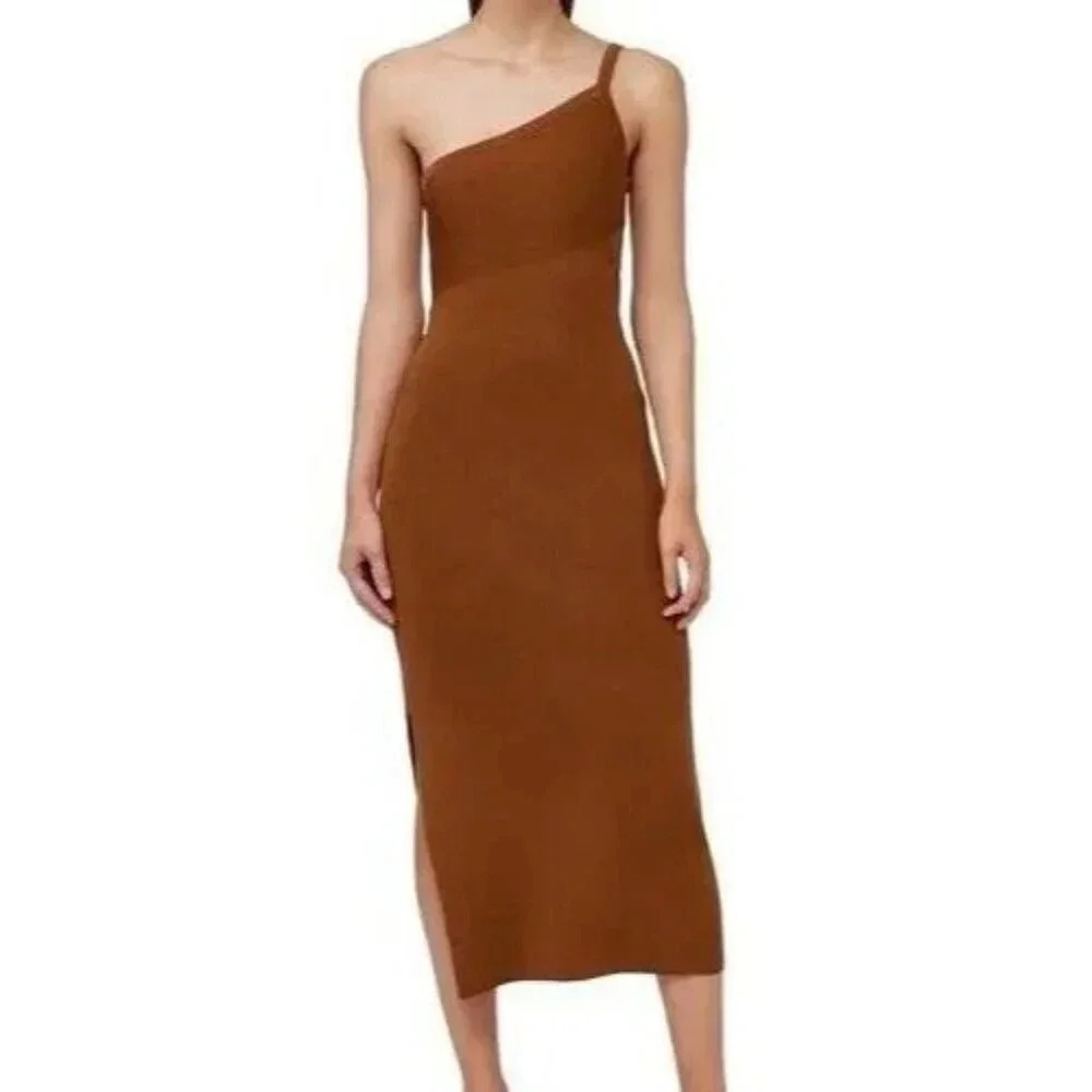 House of Harlow 1960 Ribbed One Shoulder Midi Dress Size XL - Picture 2 of 7